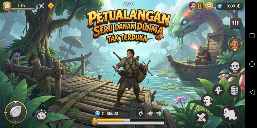 Screenshot utama 93337 menampilkan aksi petualangan seru di dunia yang menakjubkan.