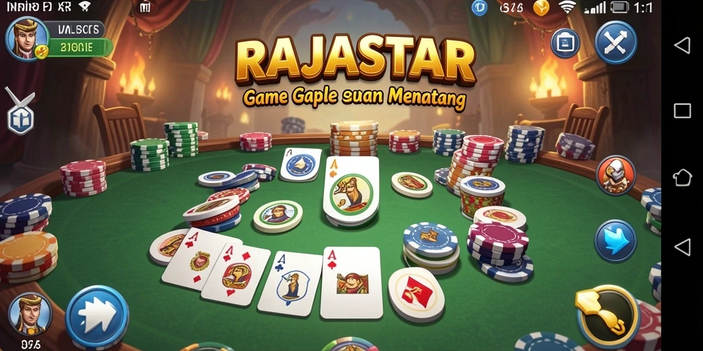 Screenshot gameplay RAJASTAR yang menampilkan suasana permainan Gaple.
